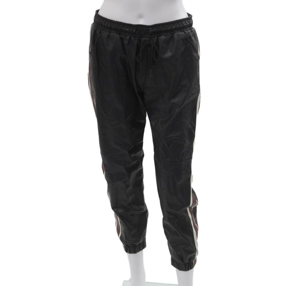 David Lerner Women Windbreaker Jogger Black Drawstring Striped Size M